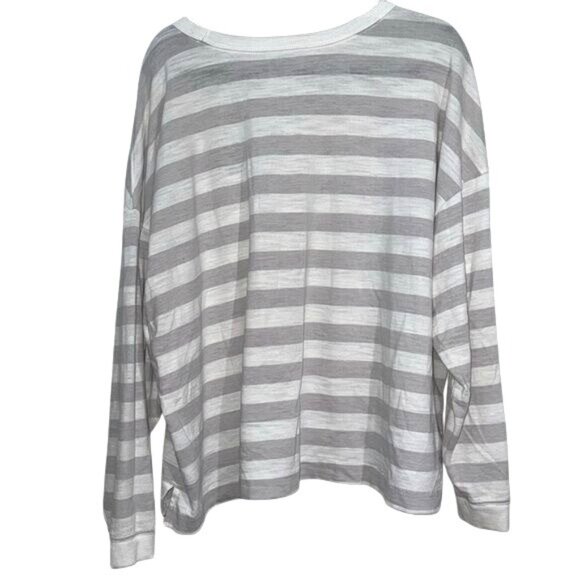 Old Navy The Easy Tee XXL Gray & White Striped Long Sleeve T-Shirt - Picture 7 of 7